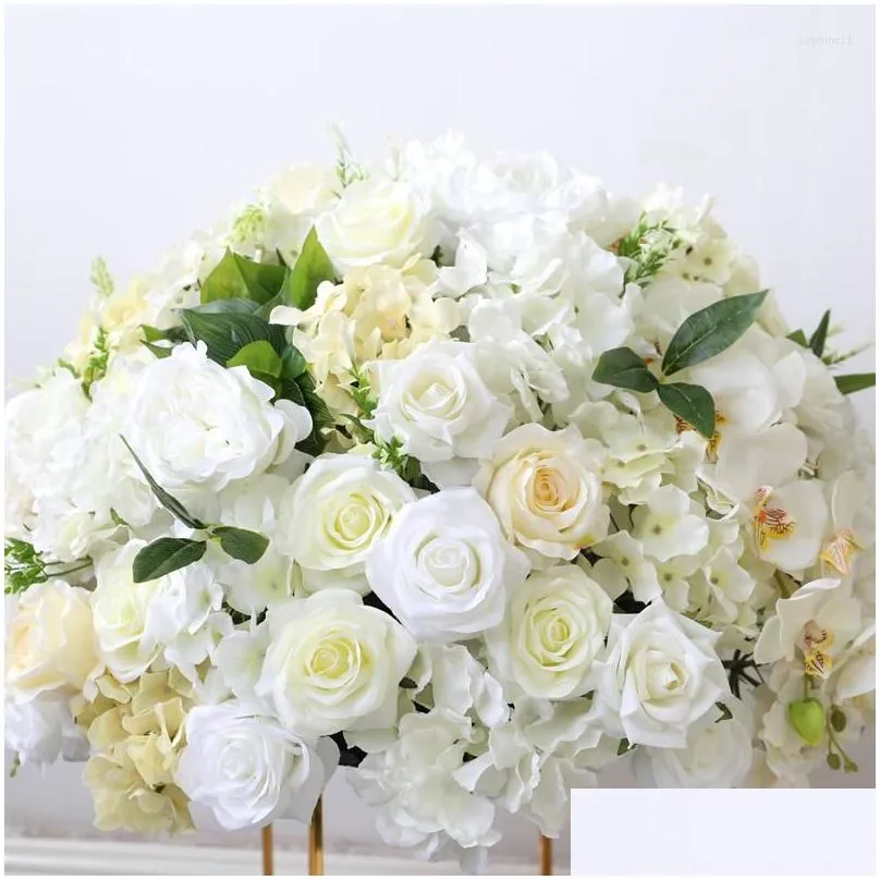 Decorative Flowers & Wreaths Big Flower Ball Wedding Background Decoration Road Collar Christmas Home El Drop Delivery Garden Festive Dh8Zh