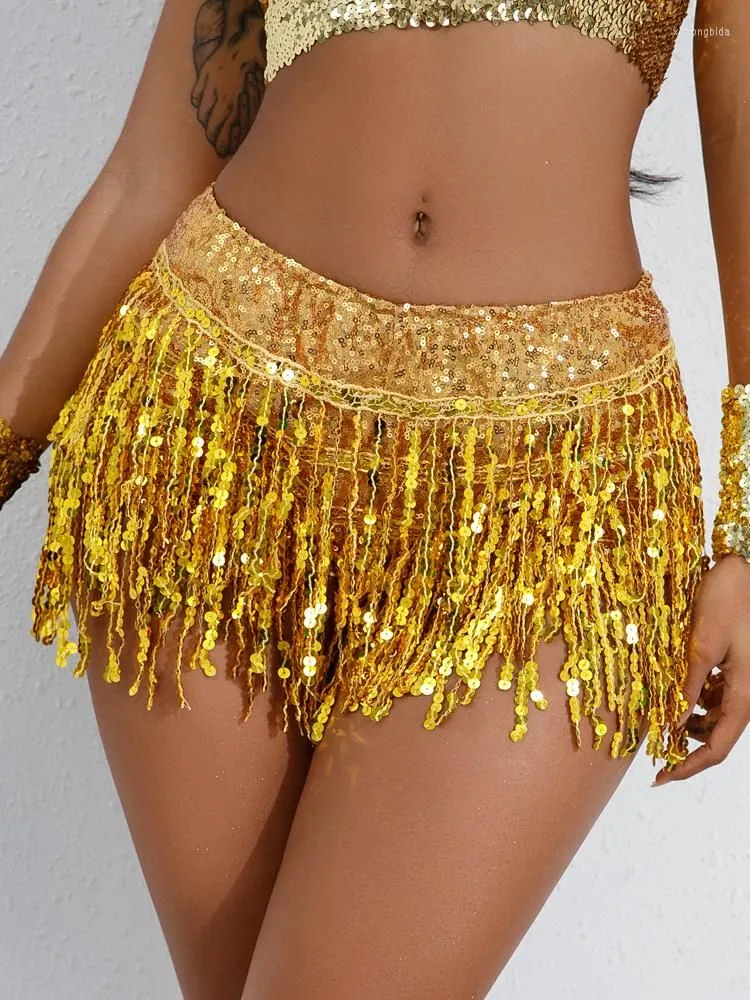 Women`s Shorts Women Sexy Sequins Tassel Skirts Shiny Elastic Waist Booty Party Dance Raves Festival Bottoms