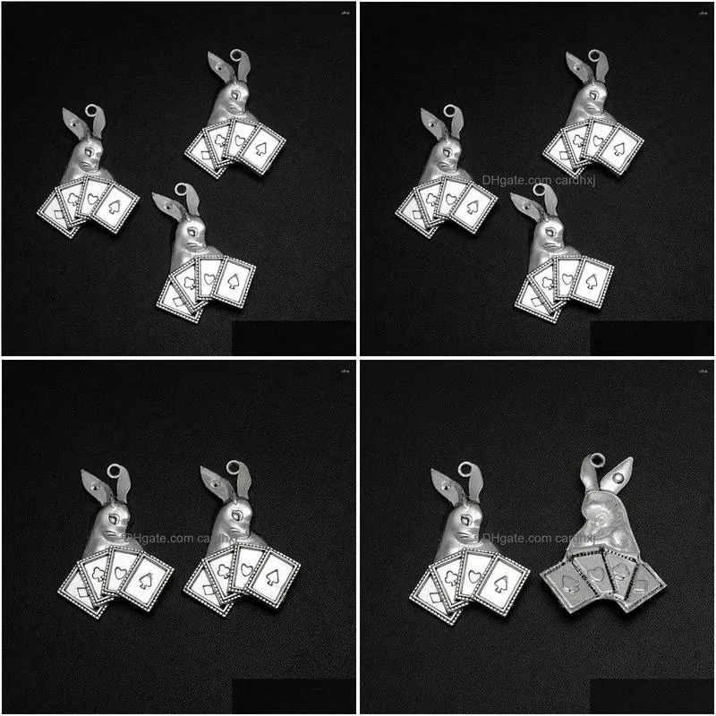 Charms 5Pcs/Lots 34X42Mm Antique Easter Animals Pendants For Diy Necklace Jewelry Making Supplies Accessories Drop Delivery Dhs5P