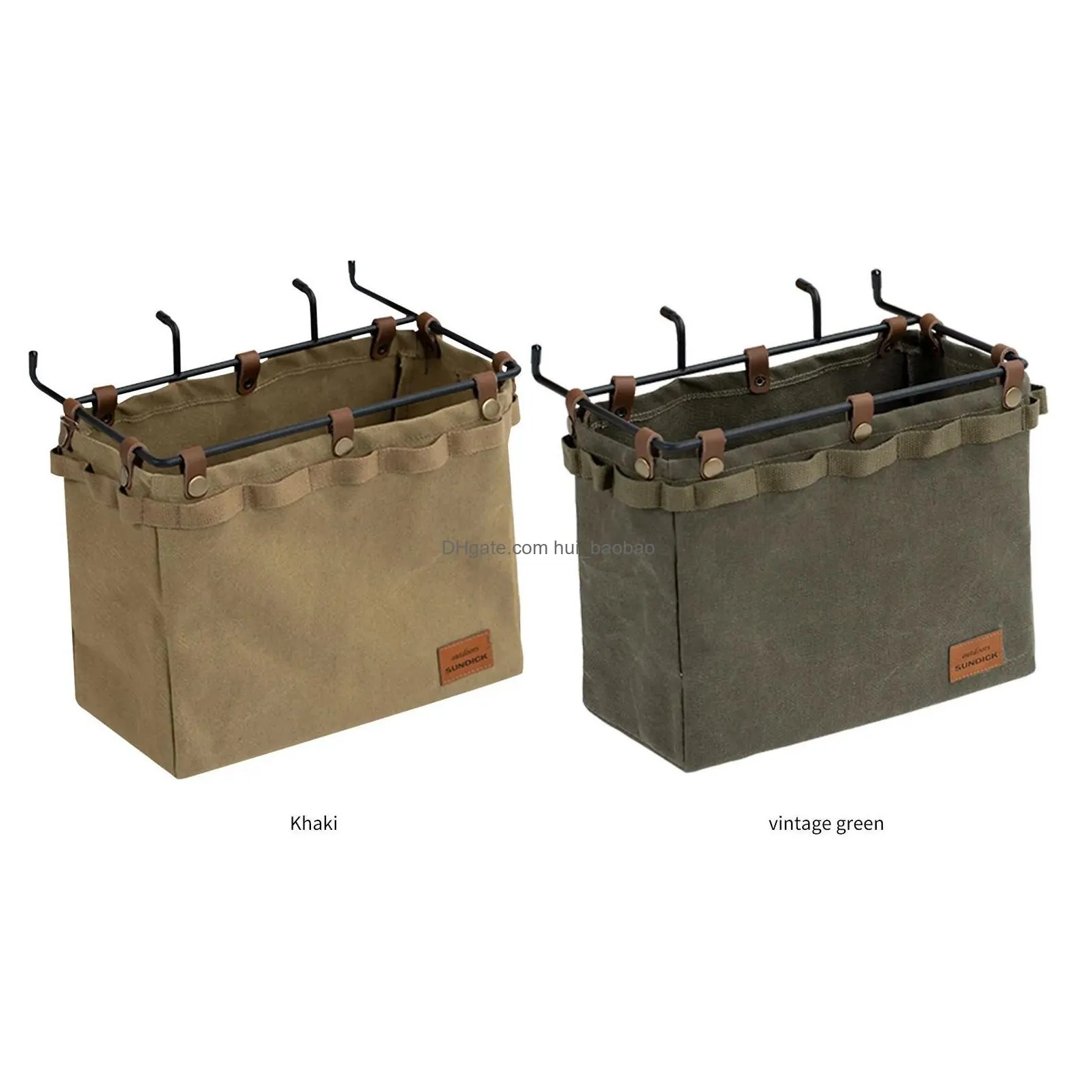 hand tools cam table side storage bag mtifunctional folding canvas with hook outdoor picnic desk cookware hanging large capacity drop