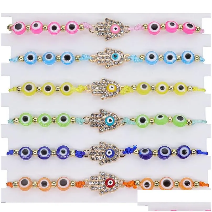 12pcs/set devils eye bracelet men women cute cartoon bracelets evil eyes beaded wrist bangle