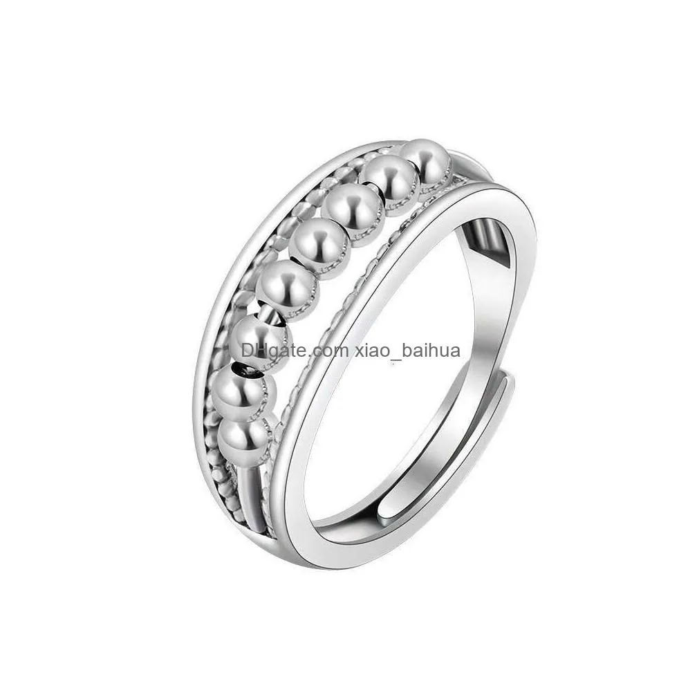 band rings spinner ring anxiety ring silver for women sliding beads