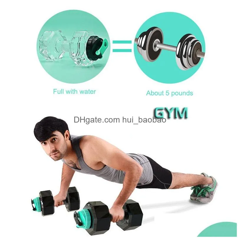 gym sport water bottle 2.2l petg large capacity dumbbell shaped outdoor camping hiking cycling gym sport water bottle