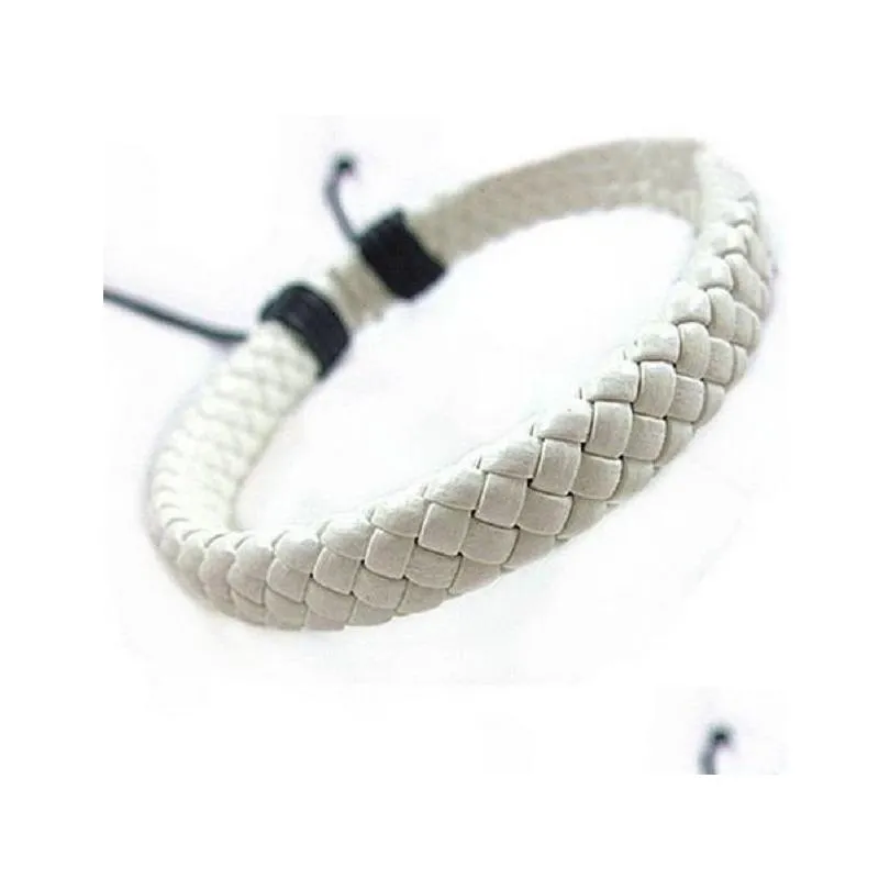 handmade woven cowhide charm bracelets for men women multi colors leather hip hop bracelet couple jewelry accessories bulk price