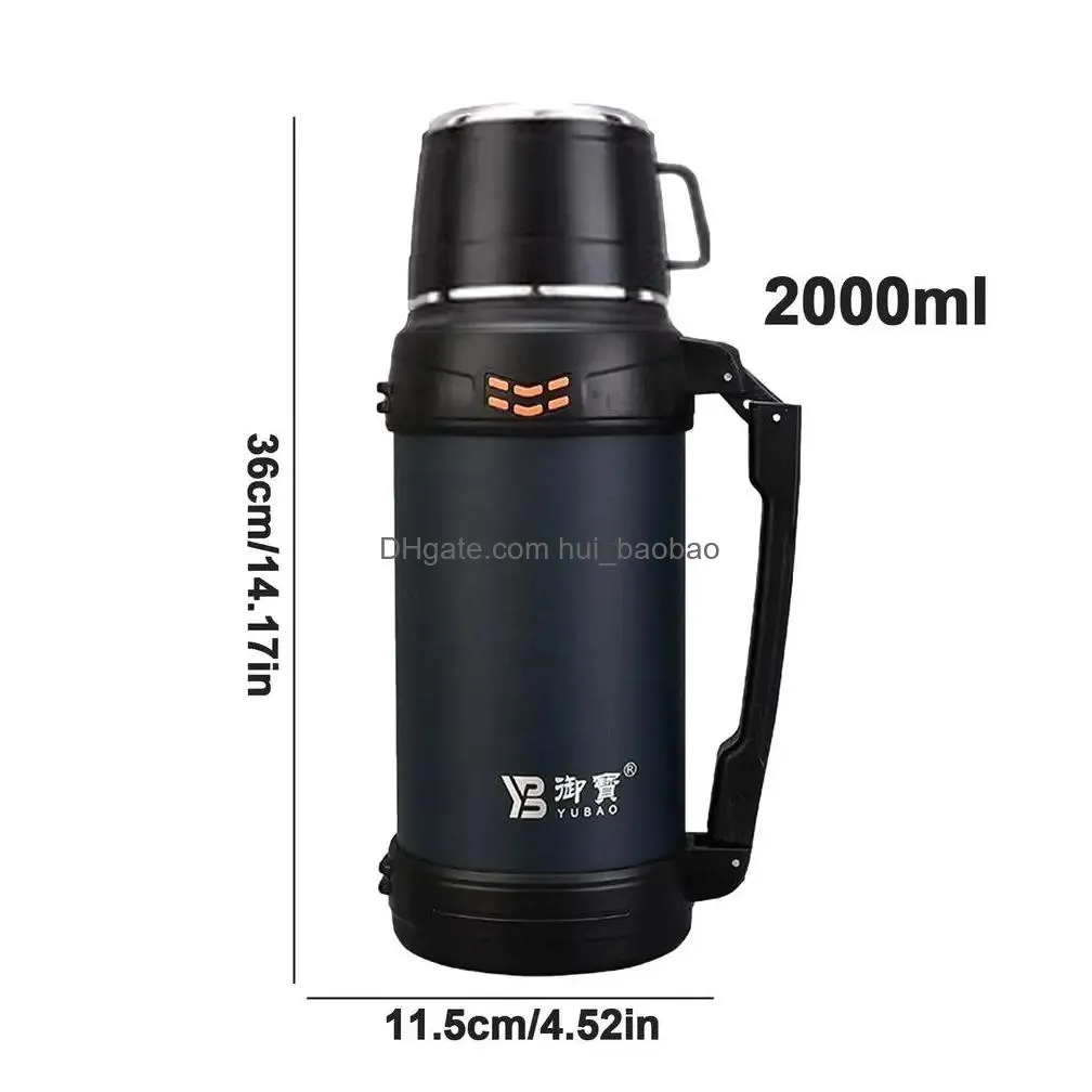 1200ml/1600ml/2000ml coffee thermos water bottle portable thermal tumbler travel sports mug in-car insulated cup stainless steel