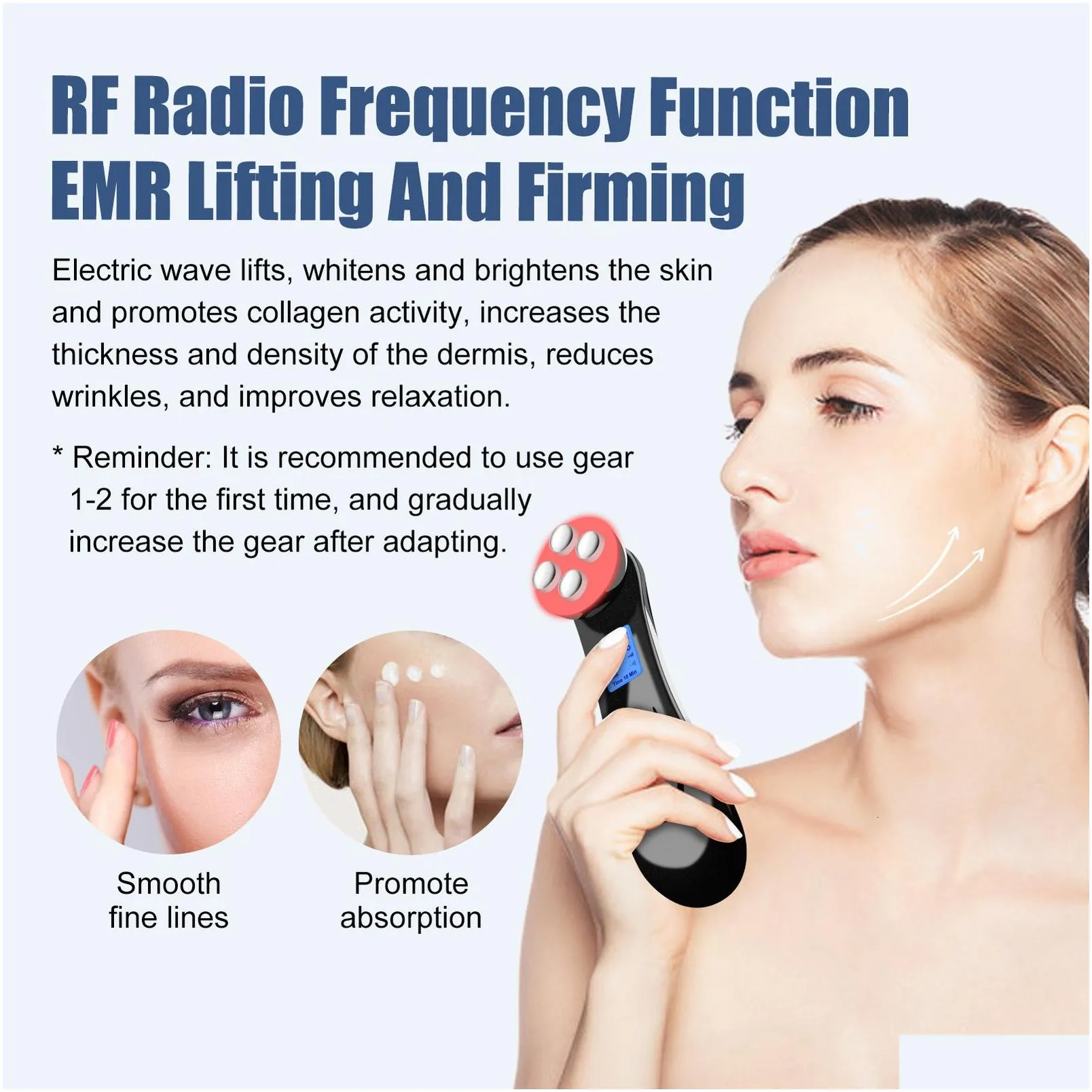 Face Massager 4-in-1 Beauty Kit RF and EMS Beauty Equipment Microflow RF Massager Ultrasonic Skin Scrubber Black Head Remover 230406