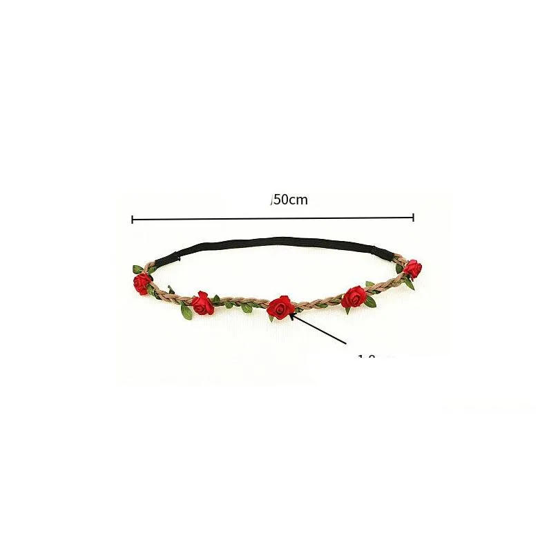 19 Colors Flower Crown Headband Necklace Wedding Headwear Braid Boho Flower Hair Accessories for Girls Women Baby Girl M1380