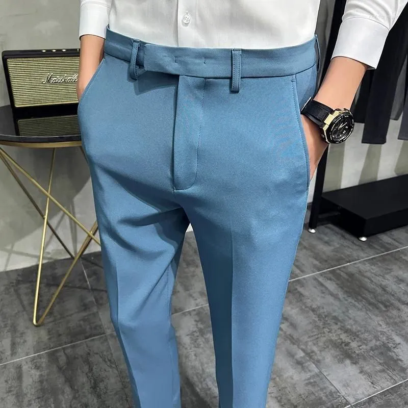 Men`s Suits Men Formal Business Trousers Fashion Male Clothing Slim-fit Suit Pants Casual Nine-point Pant Dress