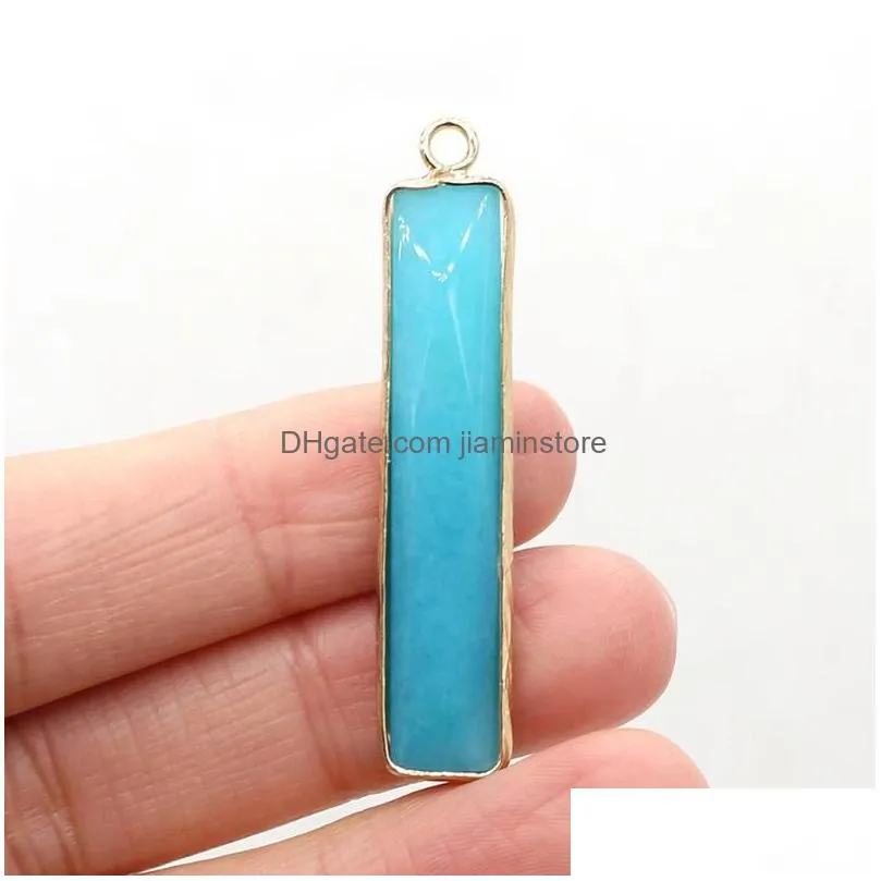 Pendant Necklaces Natural Stone Pendants Long Strip White Turquoise Malachite For Jewelry Making Diy Women Necklace Earring Supplies