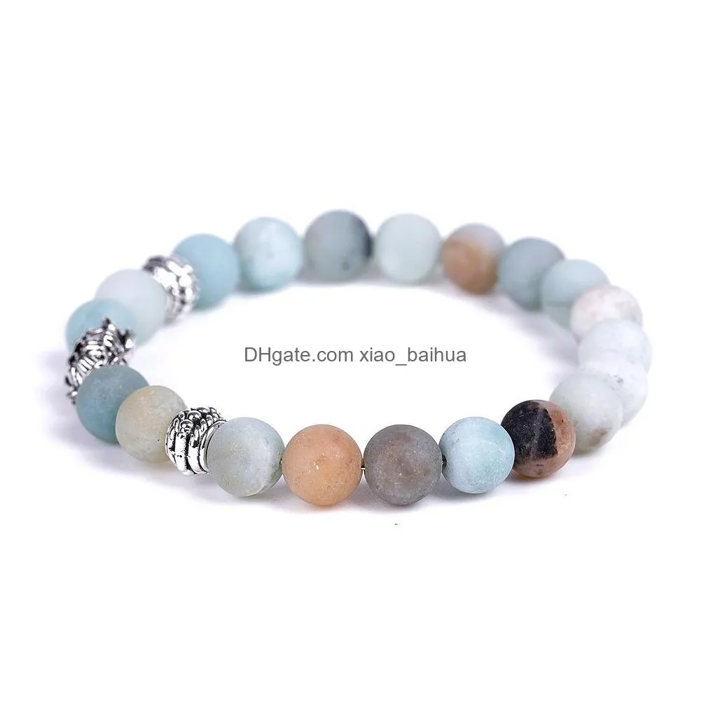 lotus drum beads high quality natural stone frosted stone bracelet fashion casual frosted texture