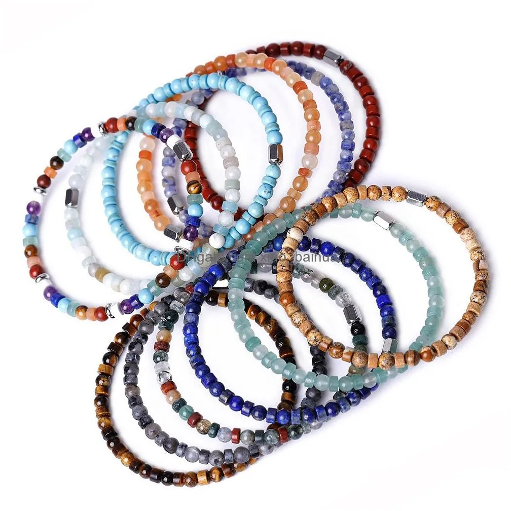 multicolor stone white pine lapis lazuli amethyst bracelet yoga seven-pulse bracelet popular jewelry