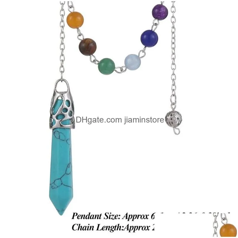Pendant Necklaces Gift Gemstone Rock Fashion Jewelry Rose Quartz Healing Crystal Natural Stone Amulet Reiki Pendulum PendantPendant