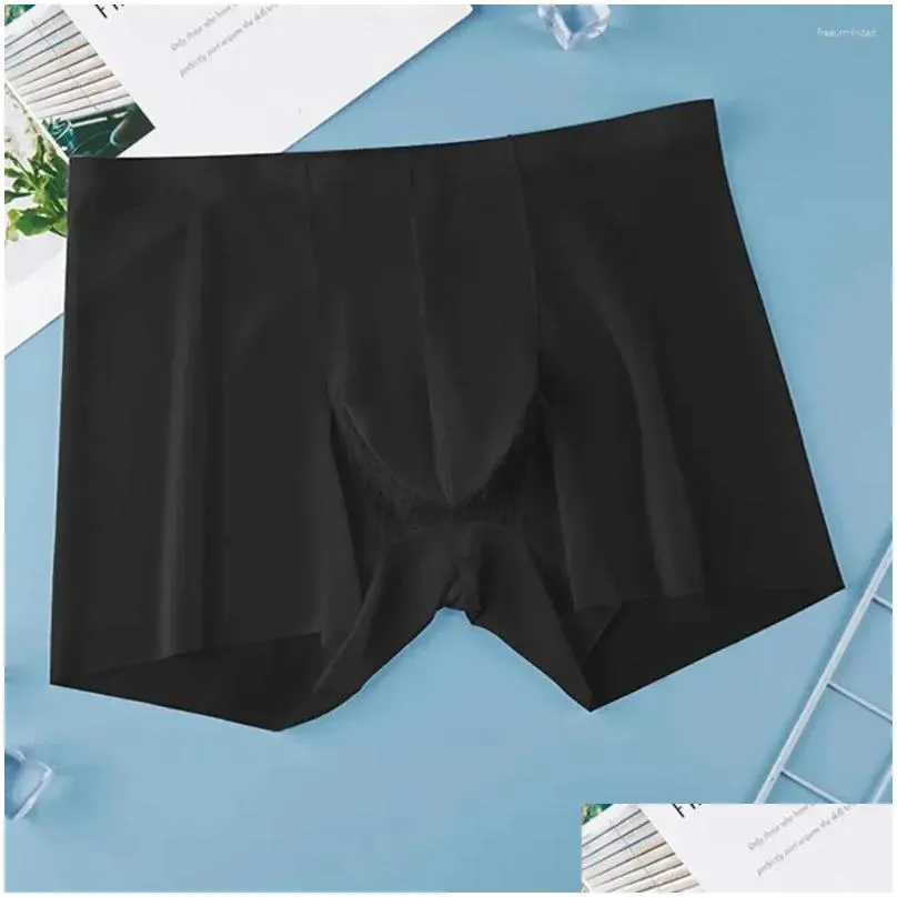 Underpants Breathable Men Underwear Men`s Seamless Quick Drying Transparent Mid-rise Shorts Elastic Waist Solid Color For Summer
