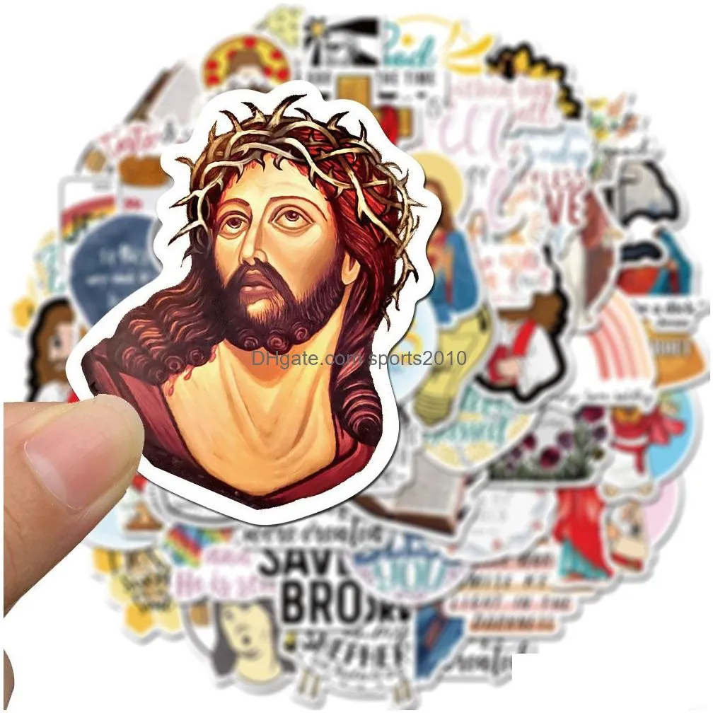 Car Stickers 50 Pcs I Love Jesus For Skateboard Laptop Fridge Helmet Pad Bicycle Bike Motorcycle Ps4 Notebook Guitar Pvc Drop Delivery Dhcml