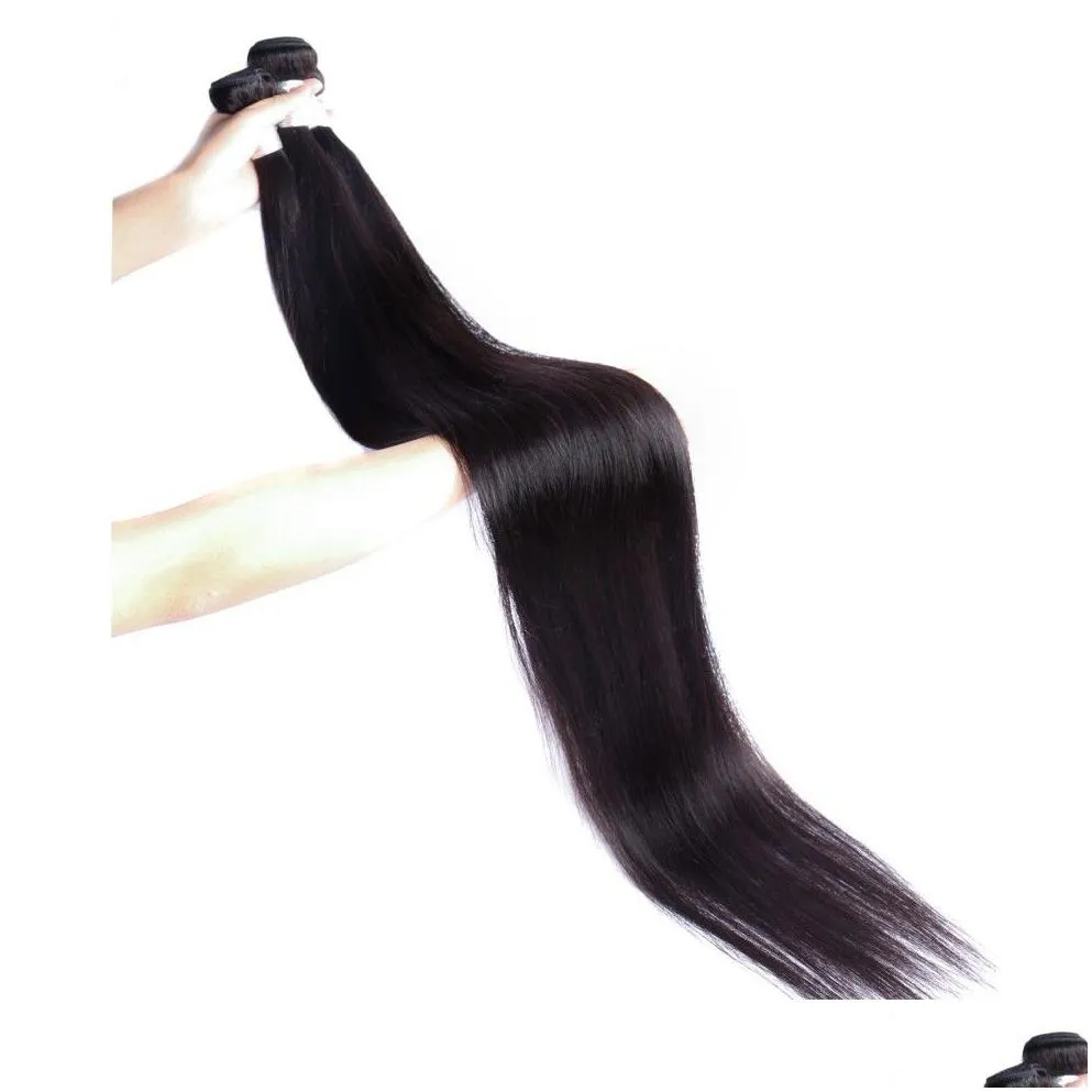 Long Length hair32 34 36 38 40 Inch Wholesale Soft Brazilian Hair Weaves Human Hairs Extension 1B Natural Black Color 100g/Bundle