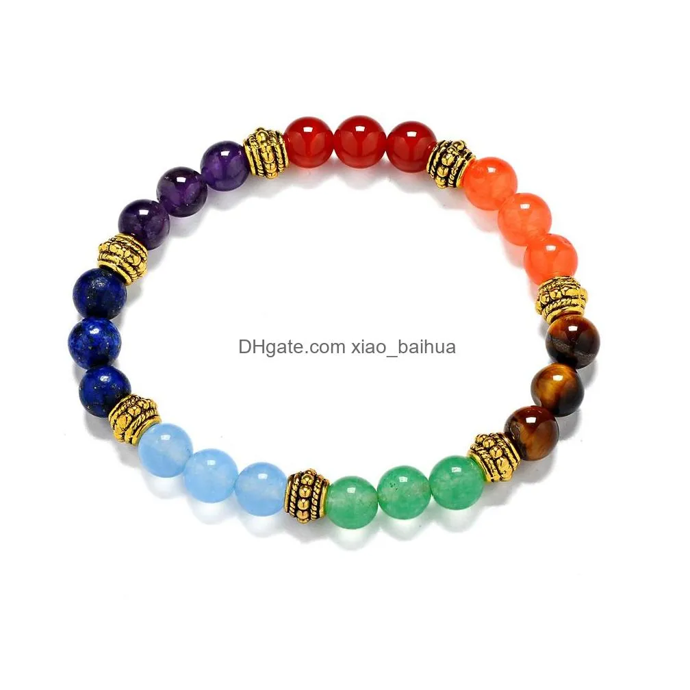 bijoux de mode 8mm perles pierre onyx tigre sept route dimpulsion bracelet yoga chakra am ethyste energie bijoux bracelets et