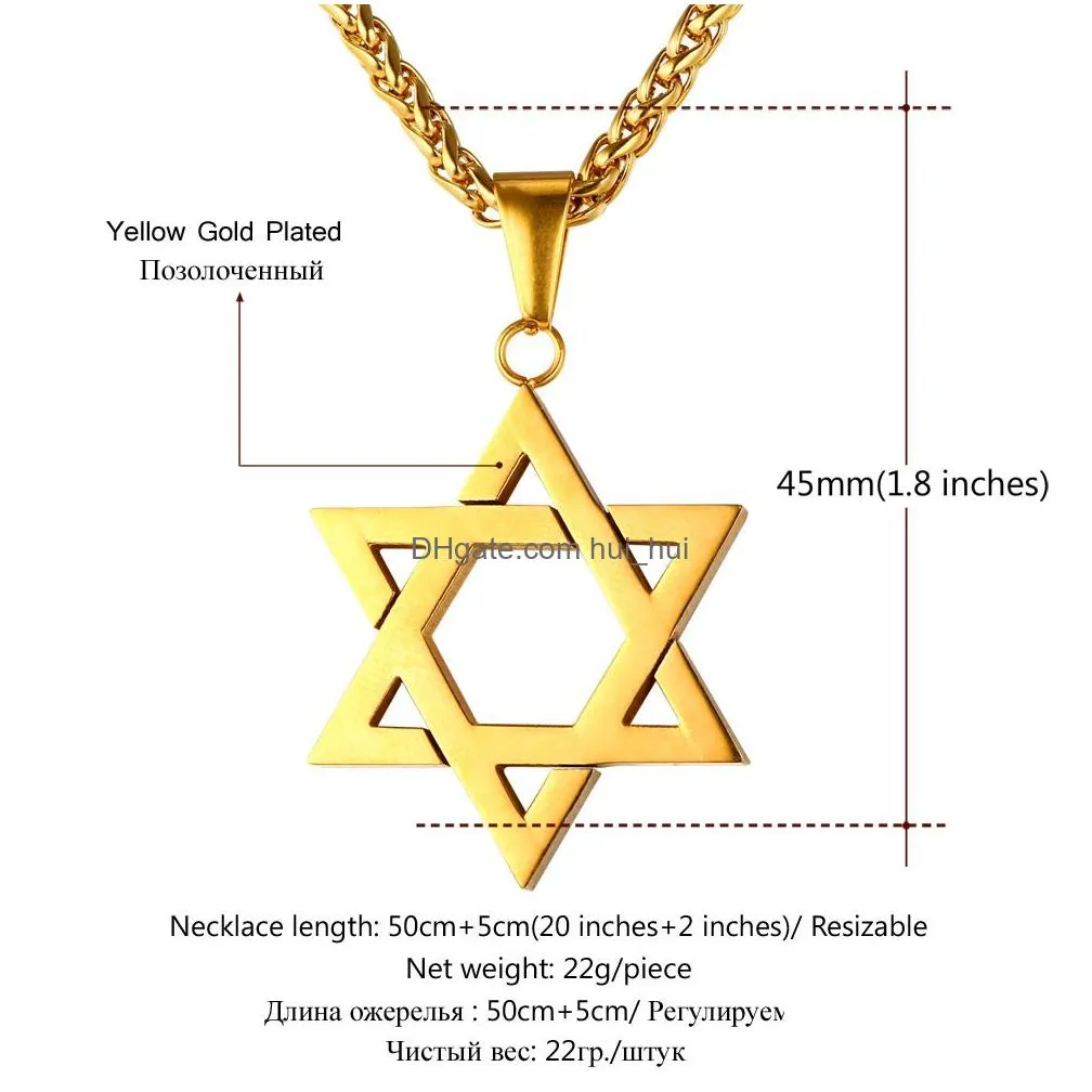 collare magen star of david pendant israel chain necklace women stainless steel judaica gold black color jewish men jewelry