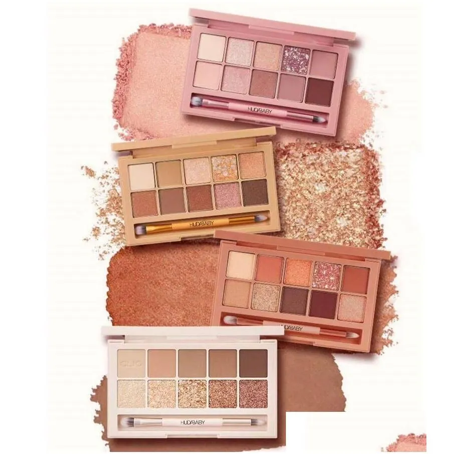 HUDA BABY The Blushed Nudes Eyeshadow Palette, 10 Colors makeup Naked Eye Shadow natural Nude Matte Shimmer Glitter Pigment, Rose Gold Textured