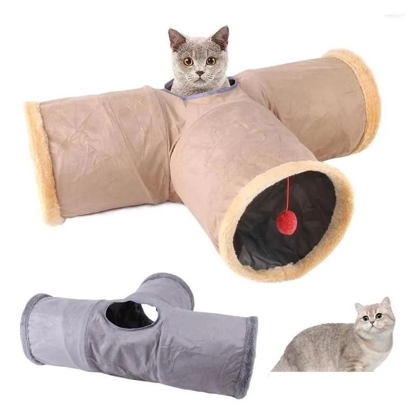 Cat Toys Cats Tunnel Foldable Pet Kitty Training Interactive Fun Toy Bored For Puppy Kitten Play Tube Drop Delivery Dh7Dm