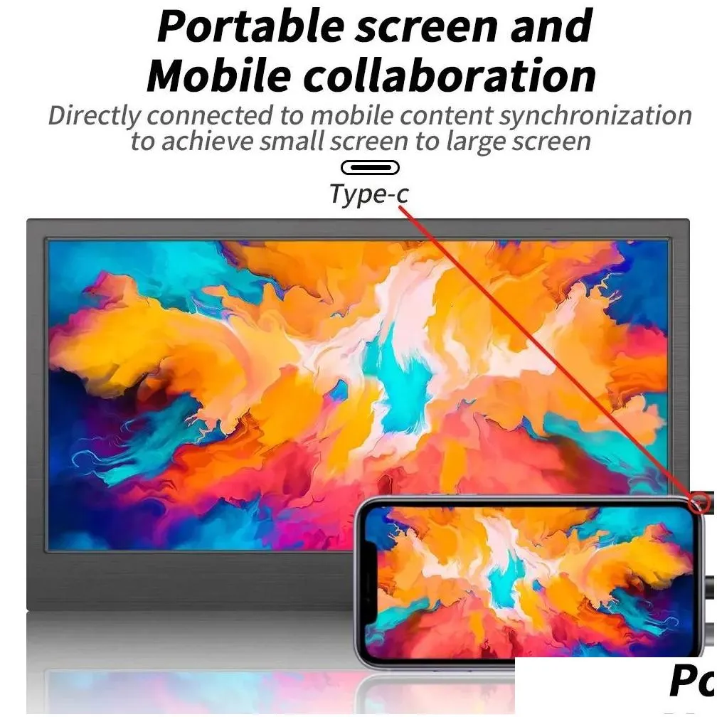 MUCAI 11.6 Inch Portable Monitor 16 9 60Hz Game Screen 45% NTSC 250Cd/m ﾲ Laptop  Xbox PS4/5 Switch Display Type-c Interface 240327