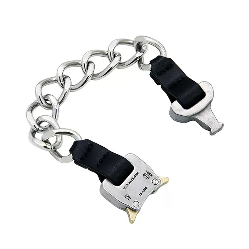 Chains 2024ss ALYX Accessories Bracelet Metal Button Hip Hop Fashion Men Women Chain Necklace Titanium Steel