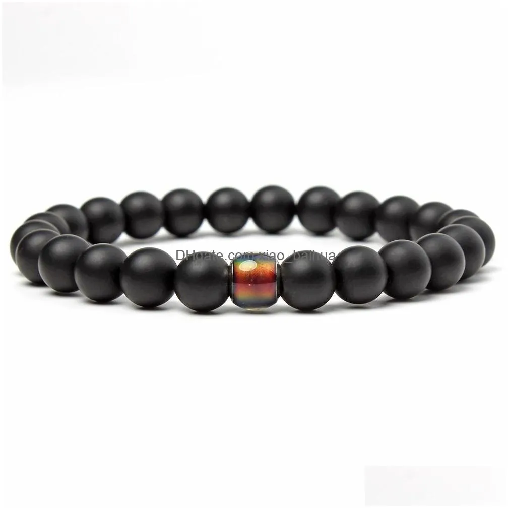 moodbead chakra bracelet black lava stone volcanic natural stone yoga bracelet healing reiki prayer balance buddha beads bracelet