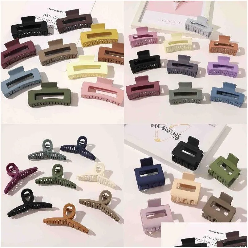 Dull Polish Hair Claw Jaw Clips Fashion Accessories Back Of The Head Hairs Clamps Holder Pin Shape Girls Summer Plastic Frosting Mature 2 3qya