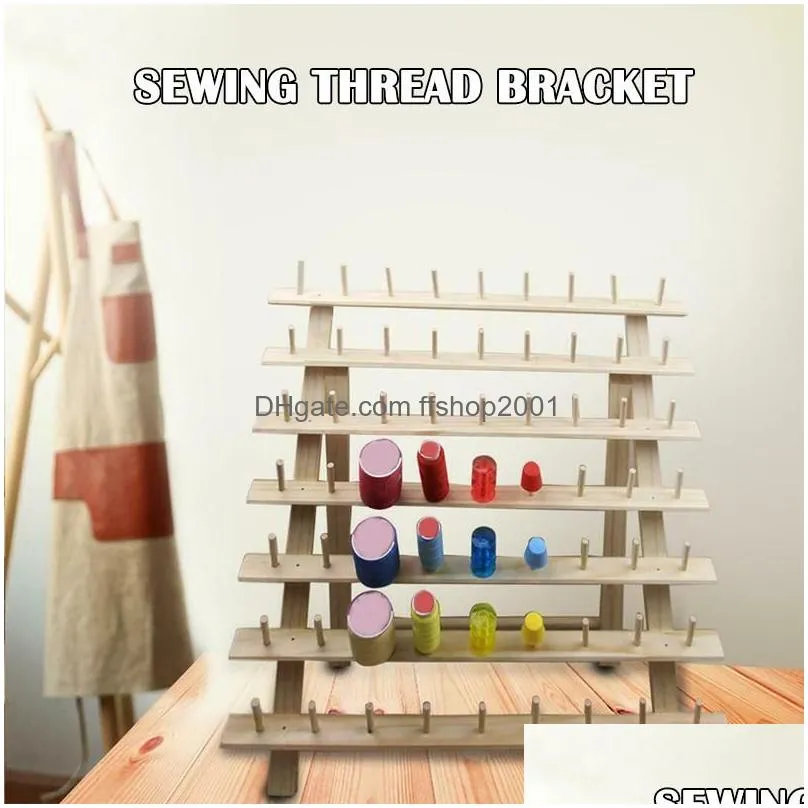 storage 63 spool wood sewing thread stand organizer embroidery storage rack holder bracket scie999