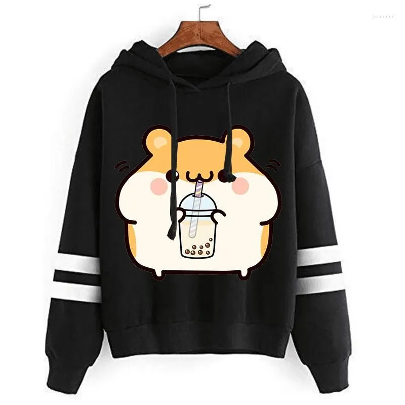 Women`s Hoodies 2023 Fashion Womens Boba Sippin Hamster Print Spring Autumn Casual Sport Jacket Kawaii Korean Sudaderas Mujer