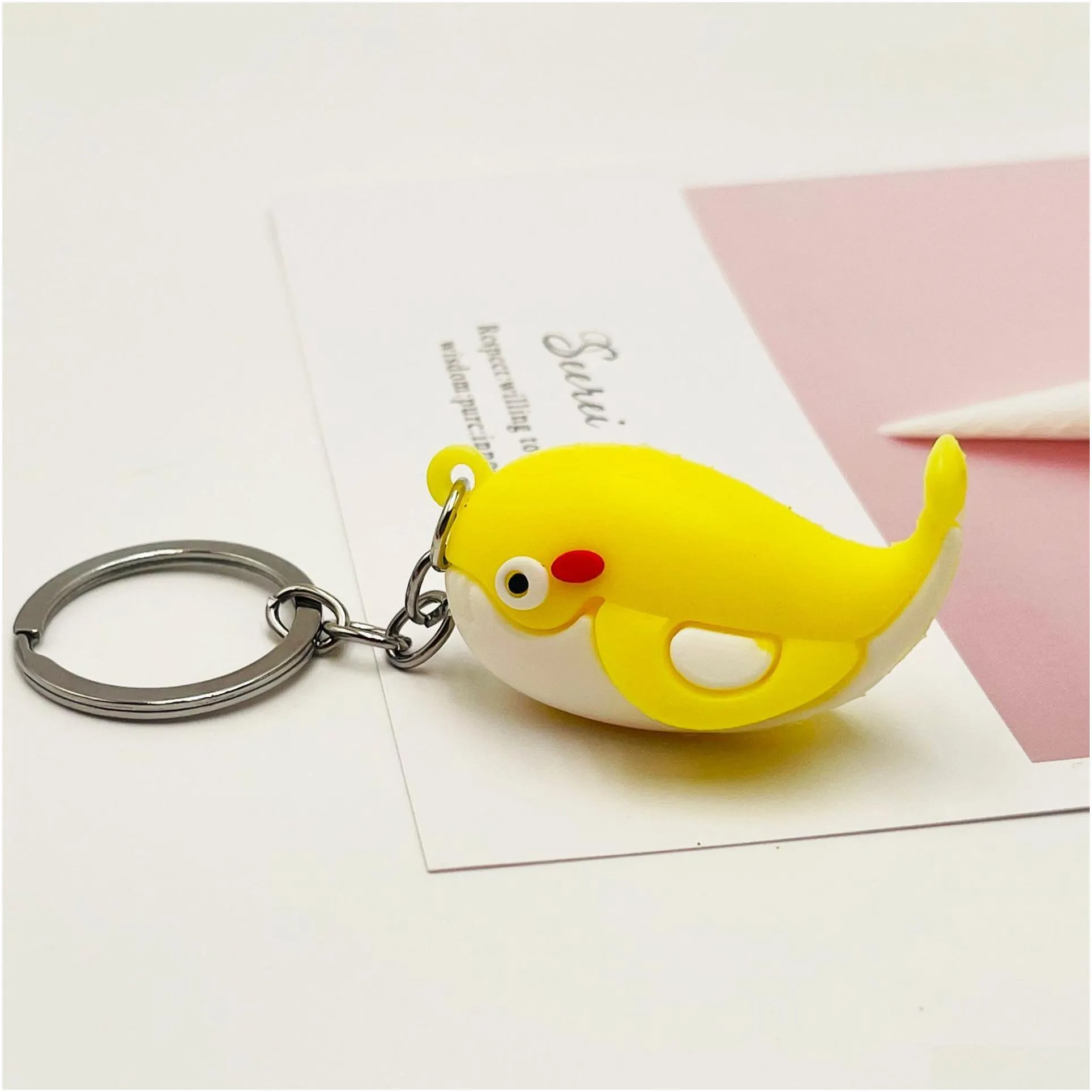 in bulk cartoon whale keychains pendant soft pvc rubber doll bag car keychains jewelry student gift