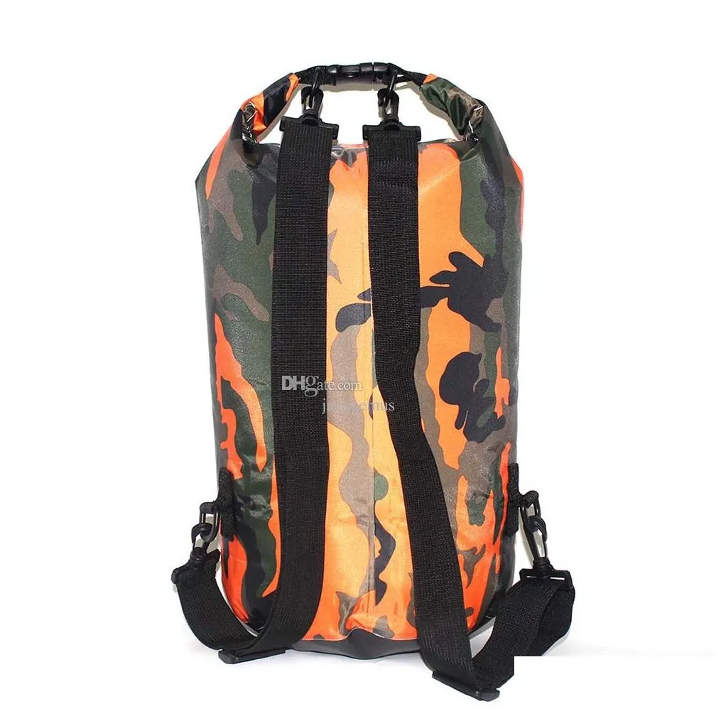 Bags Outdoor Camouflage Waterproof Dry Bag Portable Rafting Diving Dry Bag Sack PVC Swimming Bags for River Trekking 2/5/10/15/20/30L