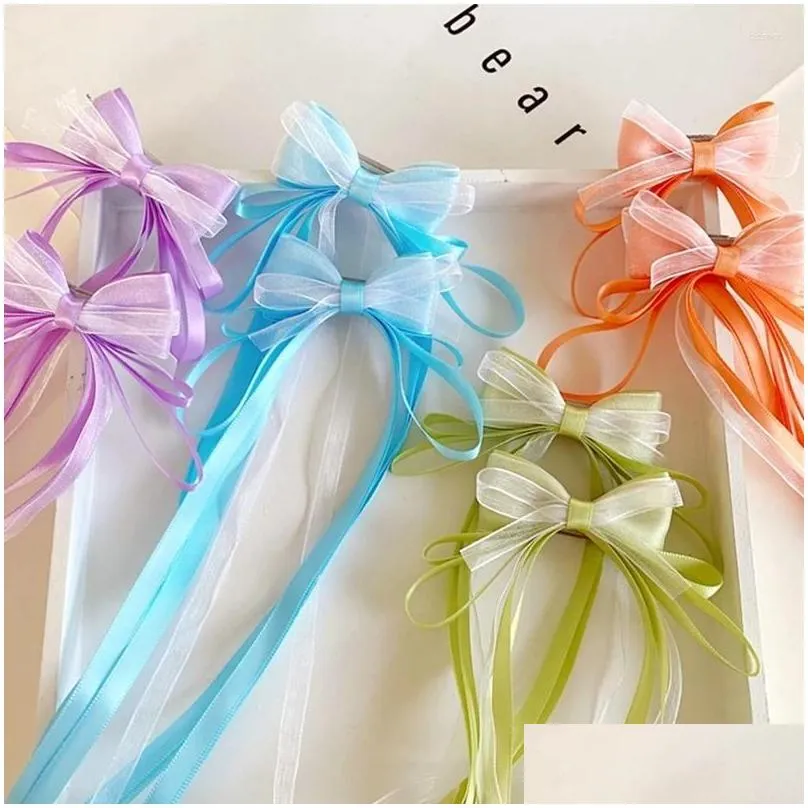 Hair Accessories 2pcs Children Long Ribbon Hairpins Korean Sweet Girls Tassel Clips Elegant Braided For Girl