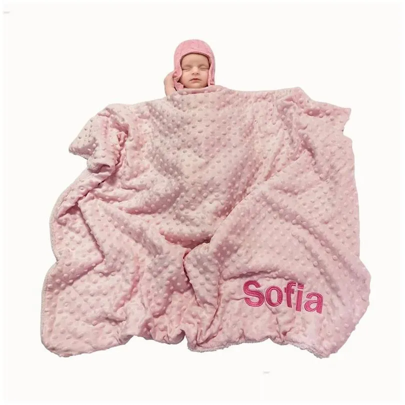 Name Personalised born Swaddling Baby Bedding Set Swaddle Soft Fleece Toddler Crib Bed Stroller Blanket 240322