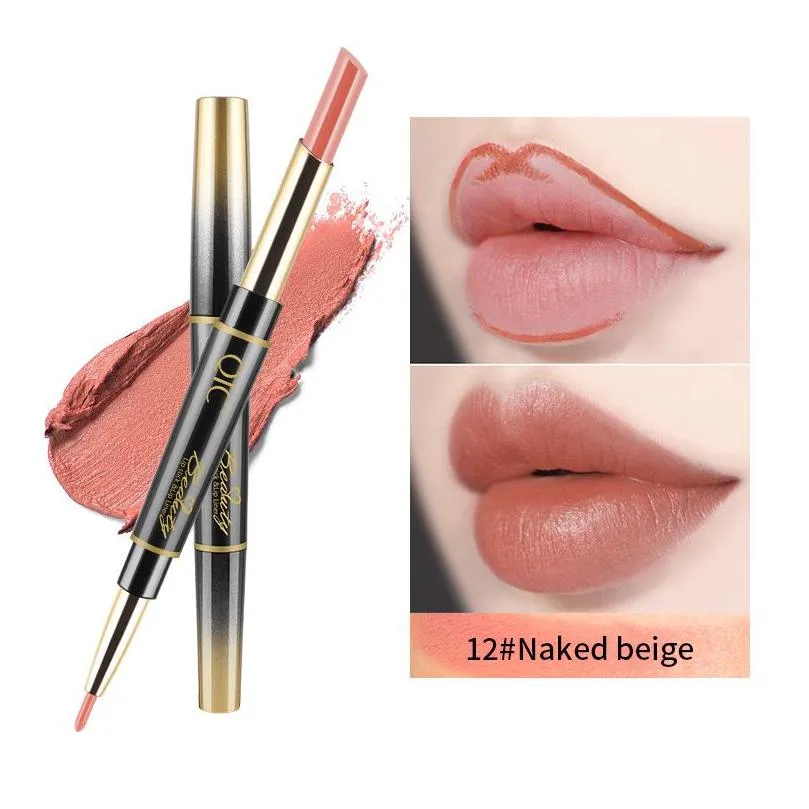 Lip Liner and Lipstick Makeup Set 2 in 1 Double Head Lipstick Waterproof Long Lasting Matte Lipgloss Gift for Daily Travel Parties