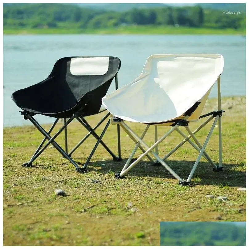 Camp Furniture Outdoor Folding Moon Chairs Ultralight Camping Chair Portable Lightweight For Picnic Beach Fishing Leisure