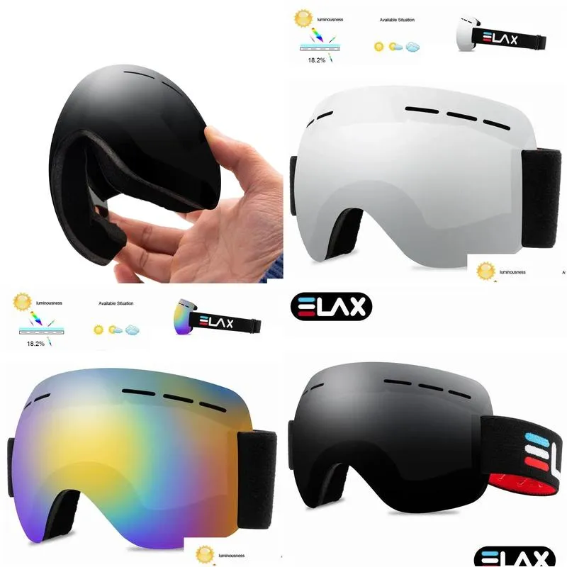 Goggles ELAX BRAND NEW Outdoor Sport Ski Goggles Ski Mask Skiing Glasses Snow Snowboard Googles Men Women Snowmobile Eyewear