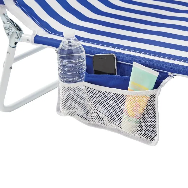 Camp Furniture /Mainstays 2-Pack Folding Backpack Face-Down Beach Lounger Blue & White Stripe