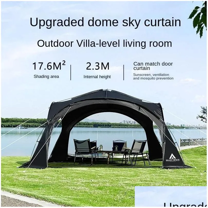 Tents And Shelters YOUSKY Outdoor Tent Black Coated Zipper Dome Canopy Camping Sunshade Sun Protection Pavillons