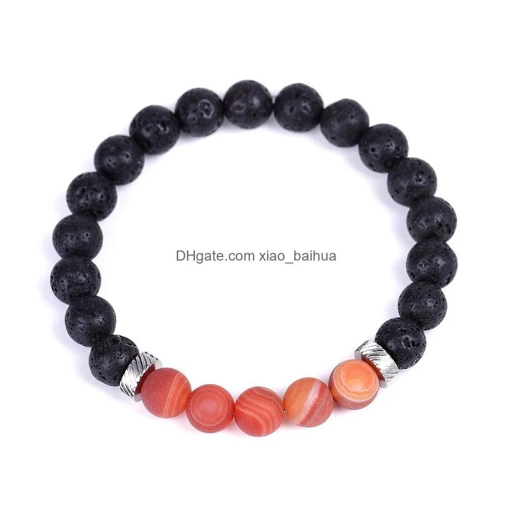 fashion lovers jewelry stainless steel accessories frosted texture striped red agate tiger eye bracelet