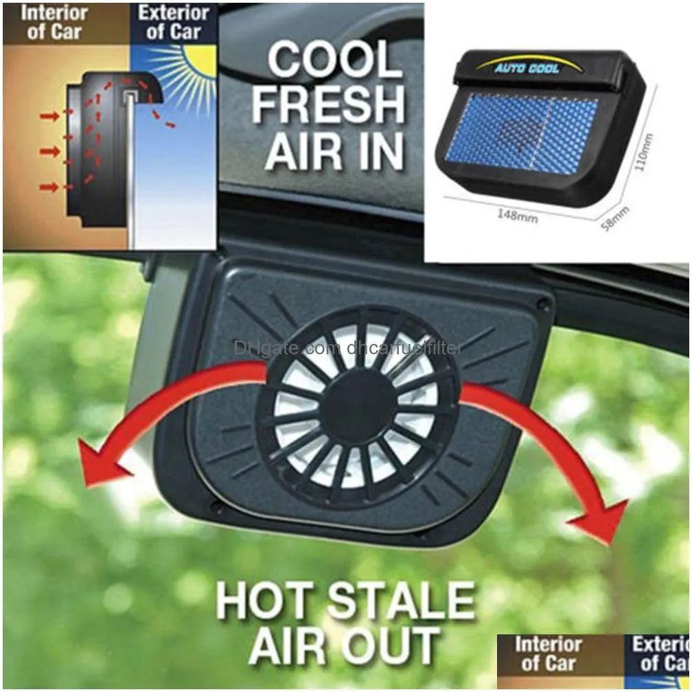 Fans Car Heating Fans New Solar Powered Window Windshield Air Vent Cooling Fan Cooler Radiator Conditioner Ventilation Gills Drop