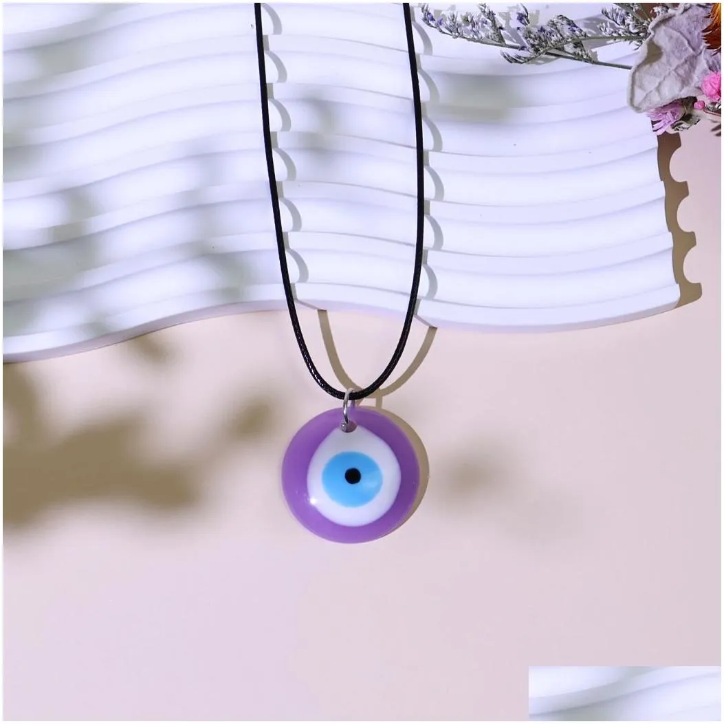 in bulk turkish ethnic style devils eye pendant necklace multicolor 3cm resin round blue eye necklaces jewelry for men women