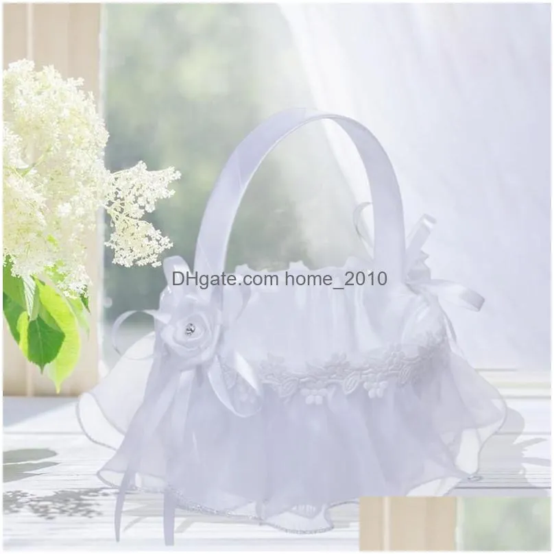 party decoration 1pcs wedding flower basket girl lace romantic bridal accessories for ceremony