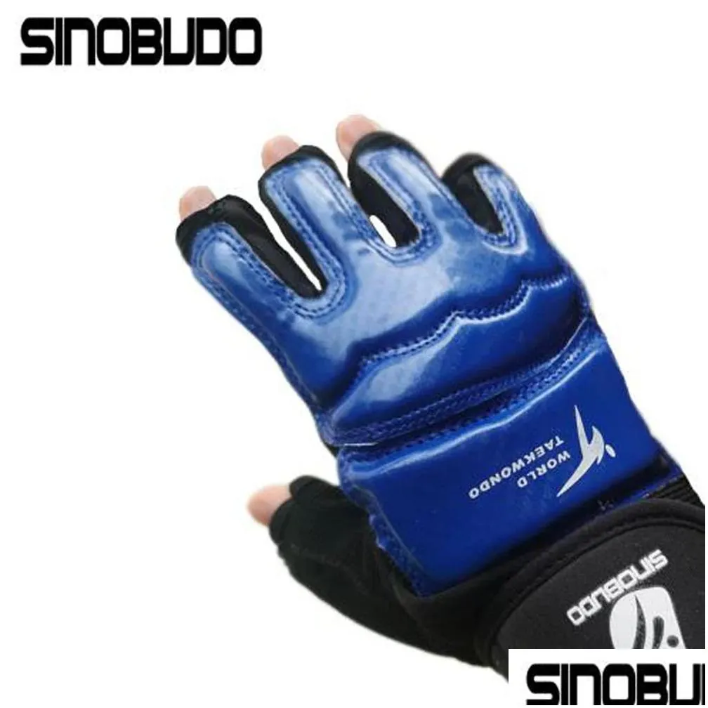Products HighQuality Taekwondo WT Pu Hand Gloves Protector Guard Adult Kid Karate Boxing Palm Protector Gear Suit Blue/Black/White