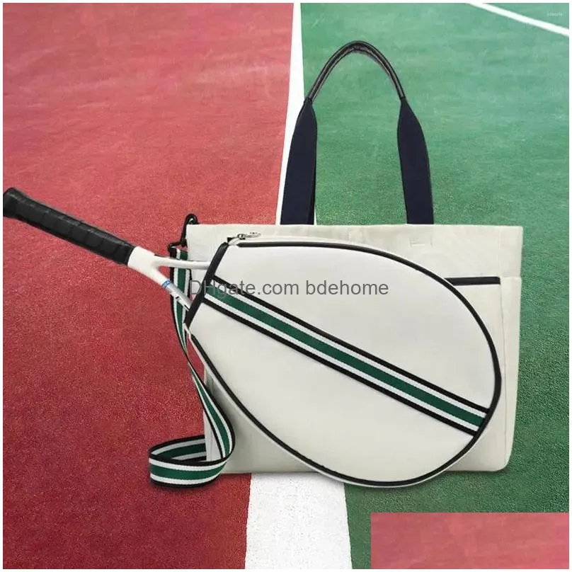 Outdoor Bags Tennis Tote Handbag Detachable Racket Holder Pickleball Storage Carrying Duffle Bag Water Resistant Drop Delivery Dhdim