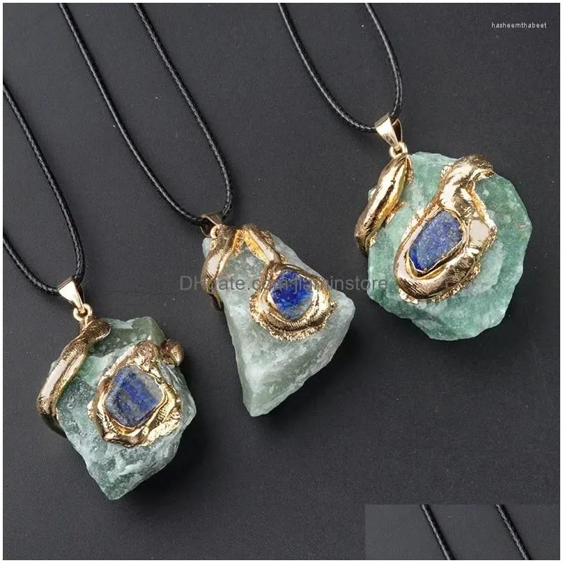 Pendant Necklaces Fashion Gold Plating Crystal Original Natural Gem Stone Necklace Jewelry Making Charm Accessories 5pc Wholesale