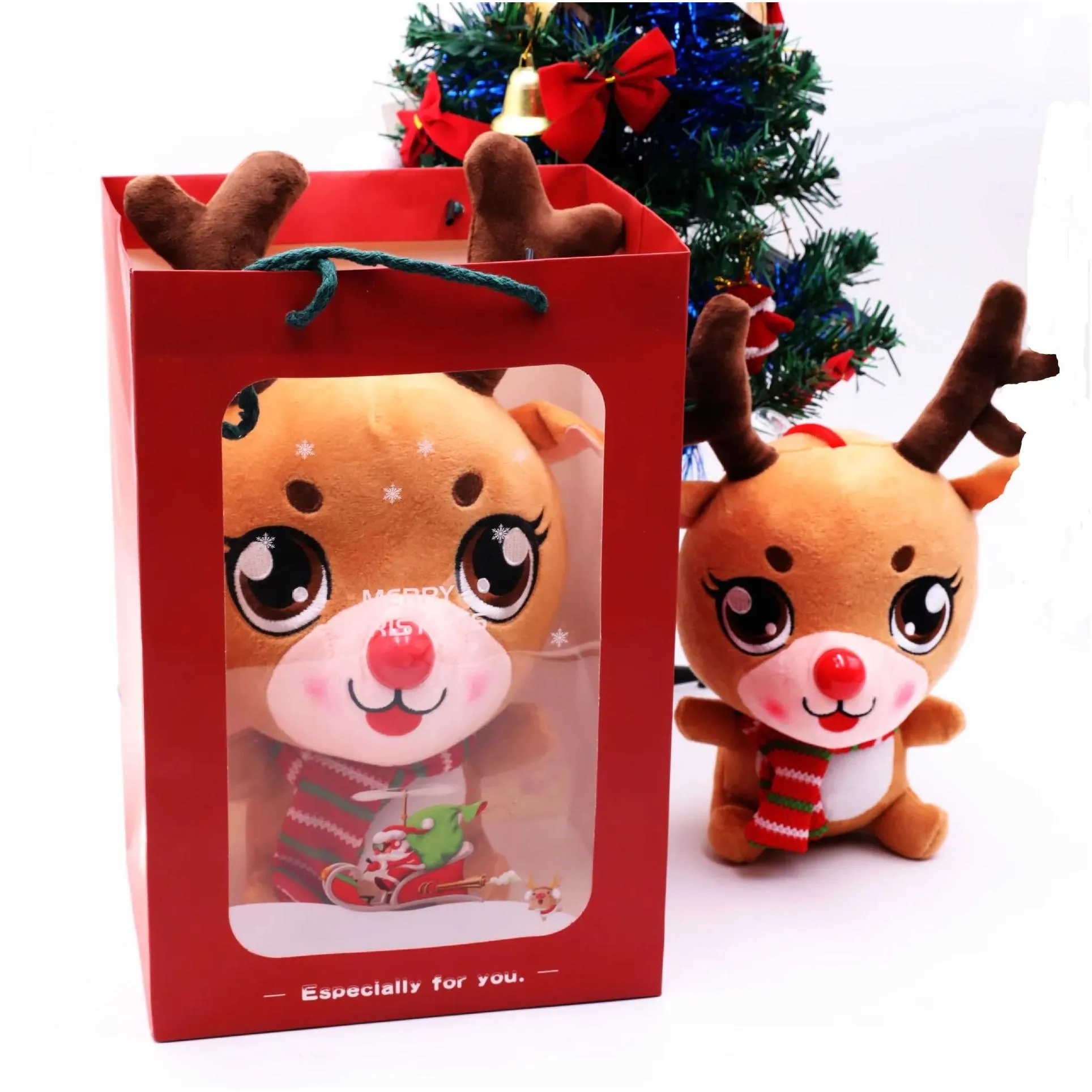 2024 Hot Sale Wholesale Christmas sitting elk, large Christmas gift plush toy doll, children`s