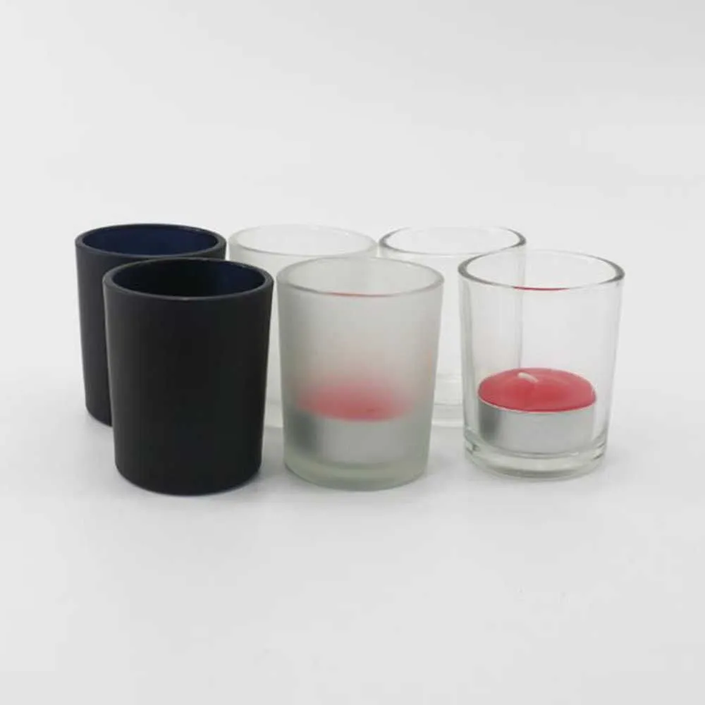 Wholesale DIY Candle Holders Container 50ml 160ml Black White Red Matte Transparent Glass Candle Empty Cup