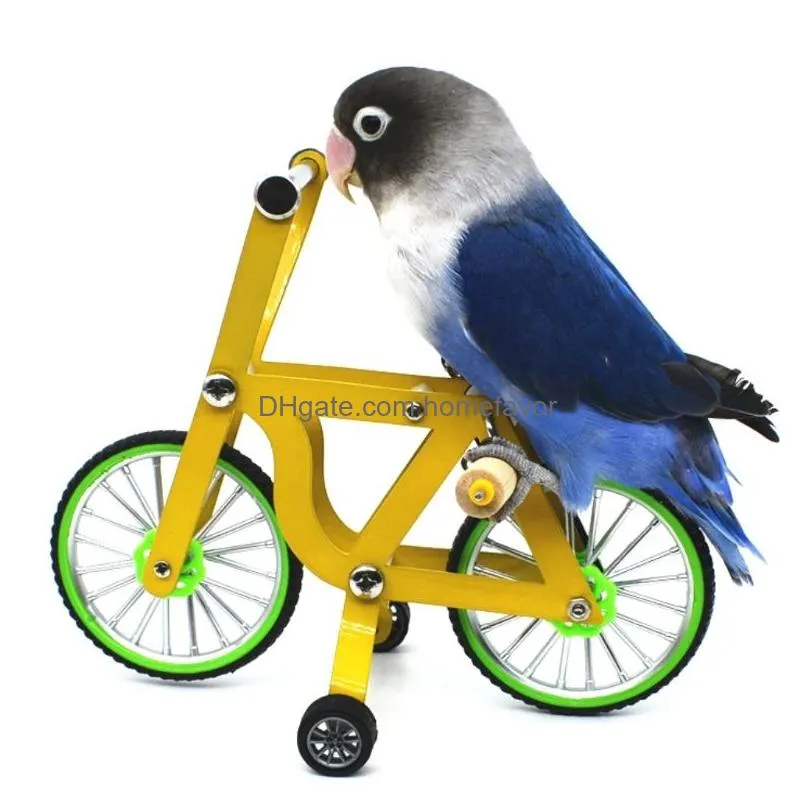 toys 1pcs bird intelligence training props yellow bicycle toy parrot educational table top trick prop toys for parakeet cockatoo