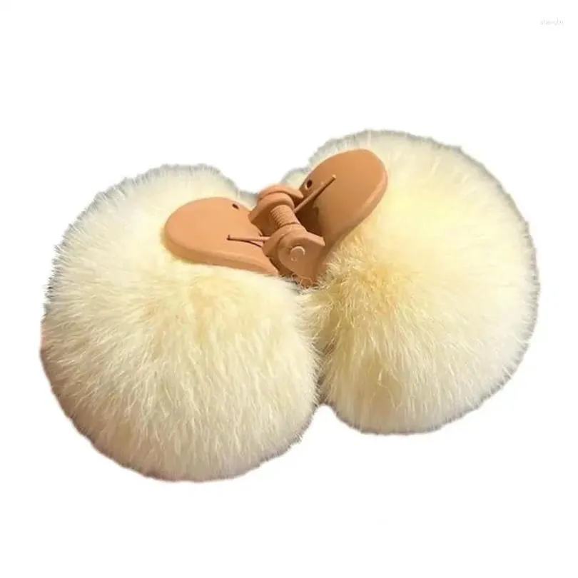 Hair Accessories Faux Fur Small Claw Double Sided Ball Soft Pom Hairpin Clip Plush Headwear Girls Fluffy K4V2