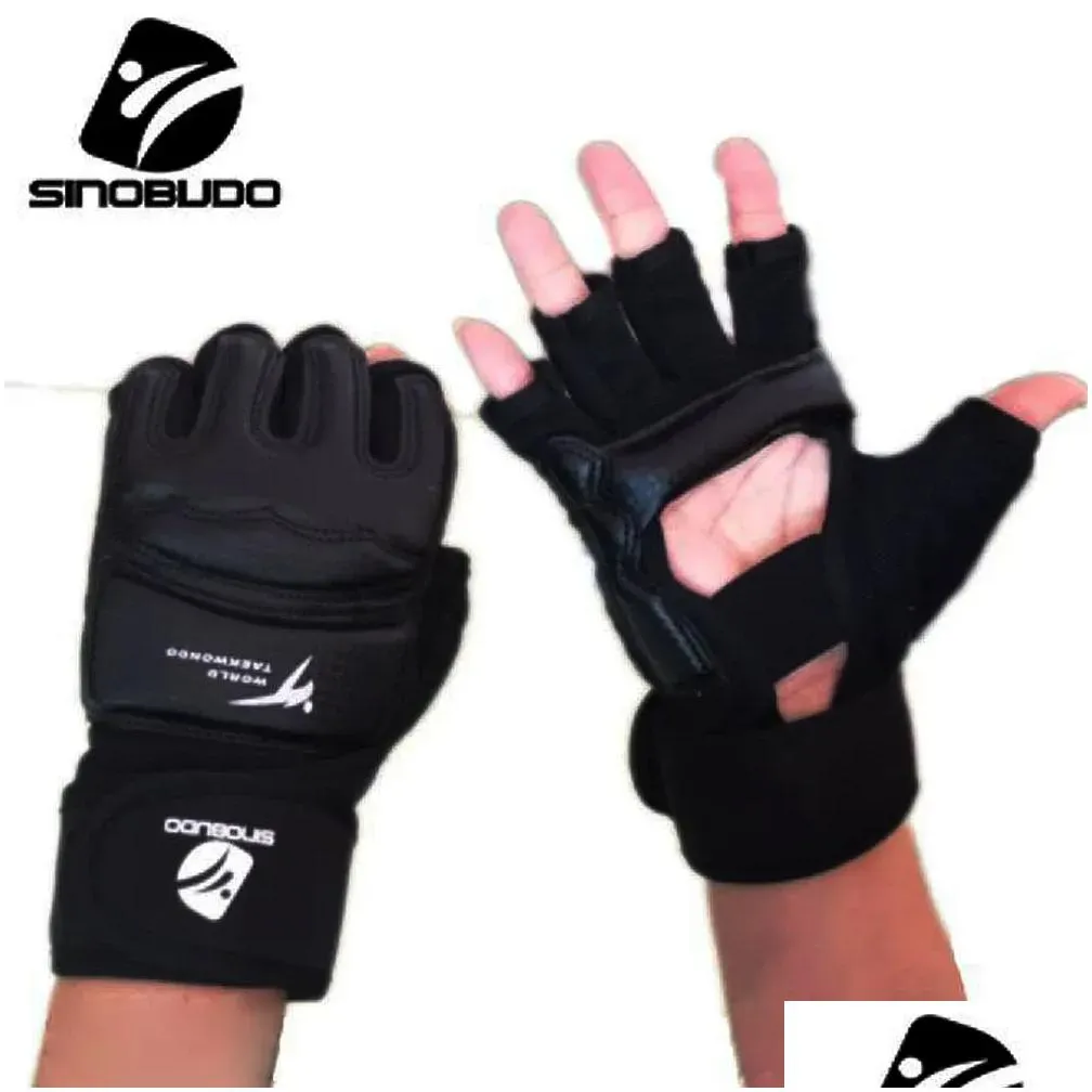 Products HighQuality Taekwondo WT Pu Hand Gloves Protector Guard Adult Kid Karate Boxing Palm Protector Gear Suit Blue/Black/White